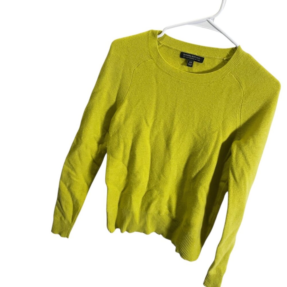 Banana Republic‎ XS Merino Blend Crewneck Sweater Vibrant Yellow